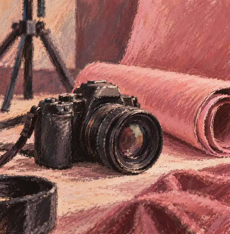 Illustration of photography businesses equipment and workspace